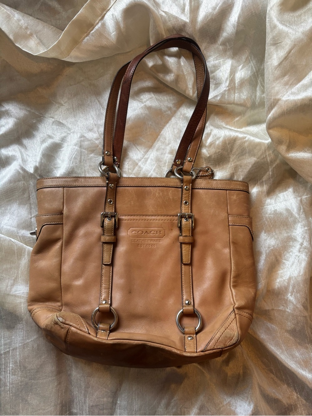 COACH Caramel Leather Tote with Double Straps